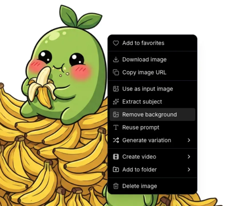 Right-click menu in Melies showing the Remove background option