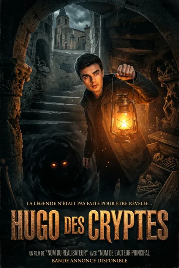 AI-generated cinematic movie poster for Hugo des Cryptes