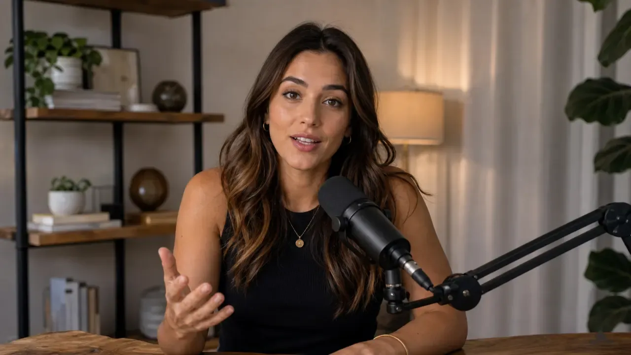 AI UGC creator reference: Solo Podcast Woman