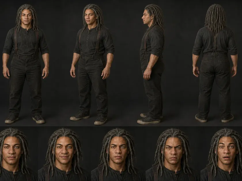 Production character sheet used as a storyboard reference