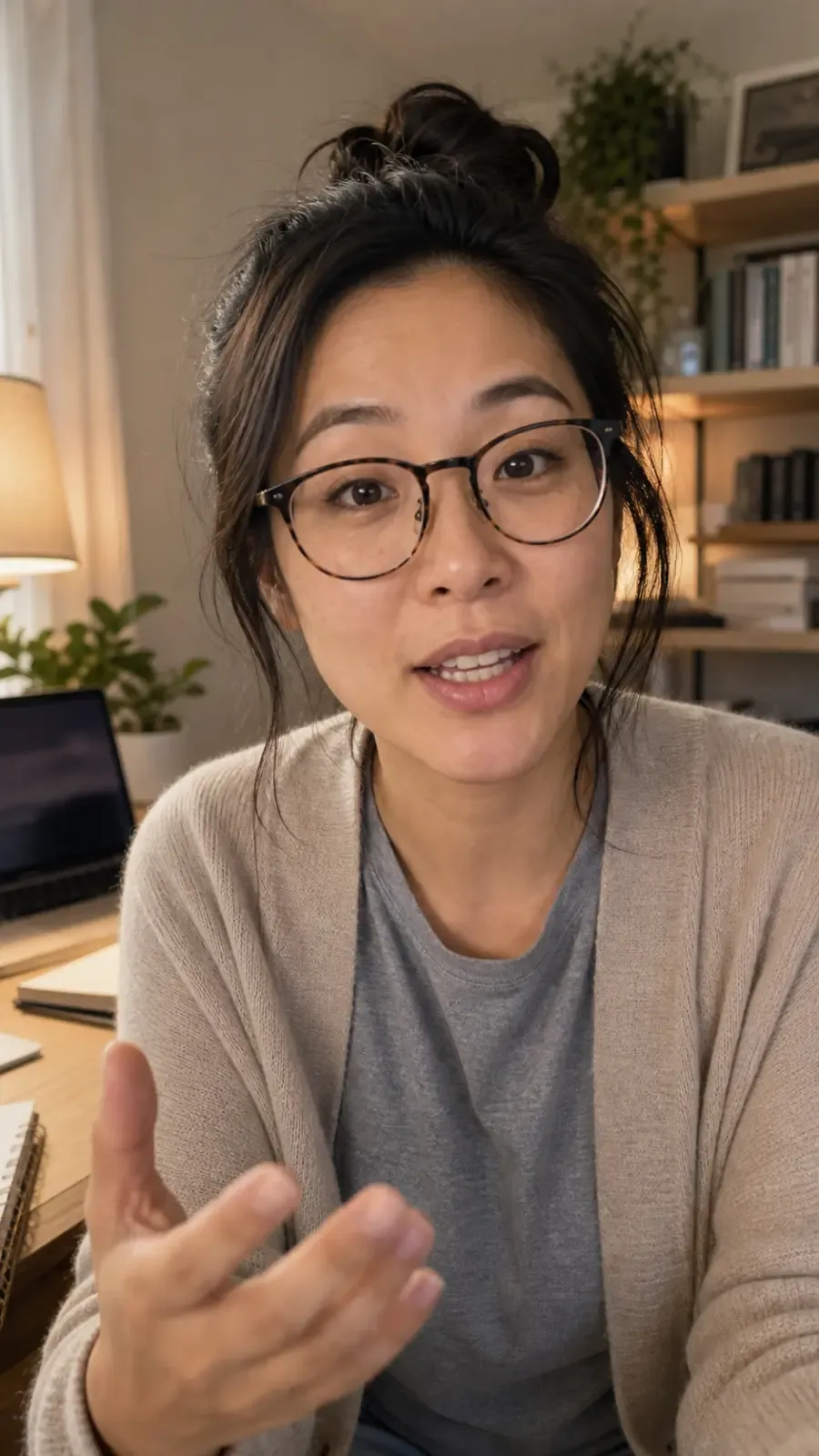 AI UGC creator reference: Glasses Desk Creator