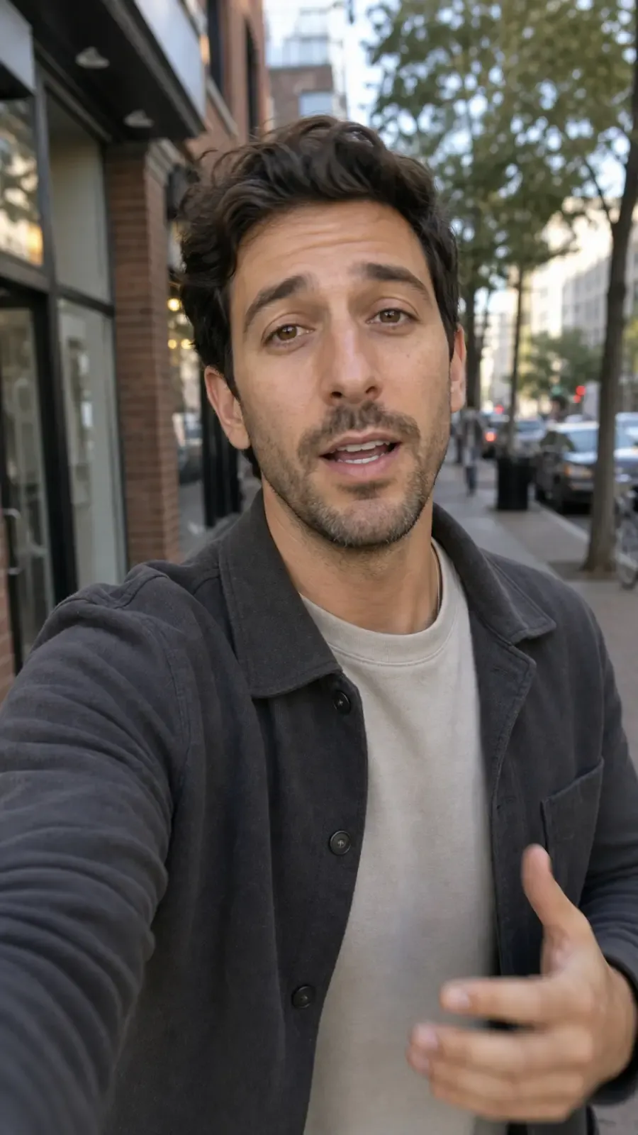 AI UGC creator reference: Sidewalk Walk And Talk