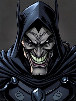 AI comic book villain character in dramatic pose