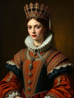 AI historical queen character in period costume