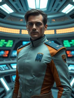 AI sci-fi spaceship captain character portrait