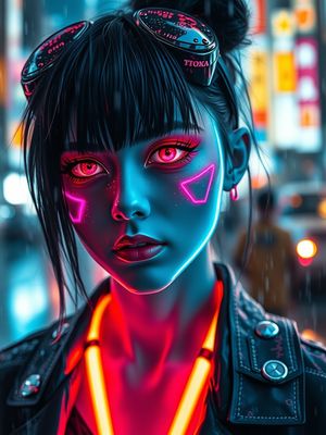 Cyberpunk AI avatar — neon-lit futuristic portrait
