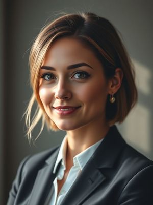 Realistic AI avatar — professional woman portrait
