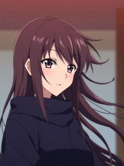 AI-animated anime character with hair flowing