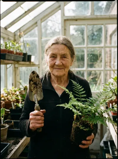 AI generated photorealistic portrait of gardener in greenhouse