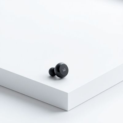 AI product photo of wireless earbuds on a clean minimalist white background
