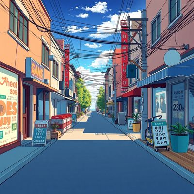 Landscape photo converted to anime illustration style