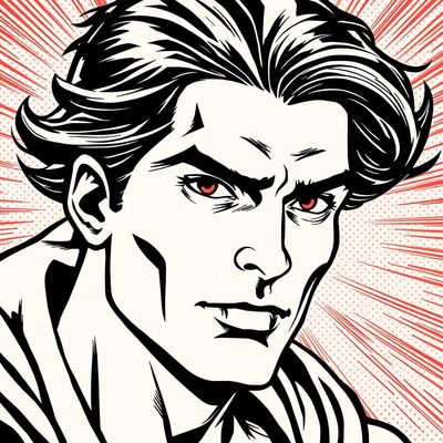 Action scene restyled with bold comic book lines and halftone dots