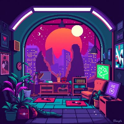 Character photo converted to retro pixel art style