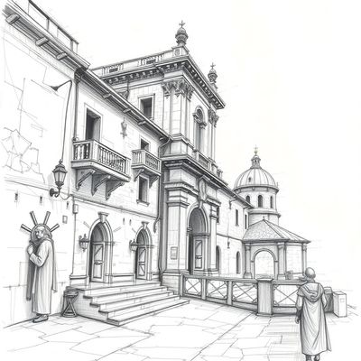 Architecture photo transformed into a pencil sketch drawing