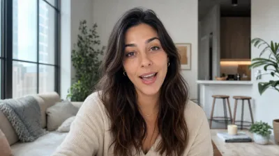 AI talking head reference with polished spokesperson framing
