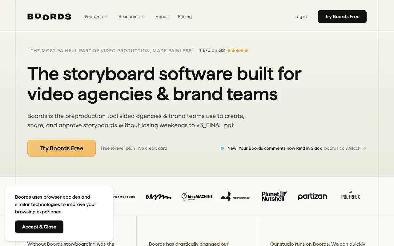 Boords website screenshot