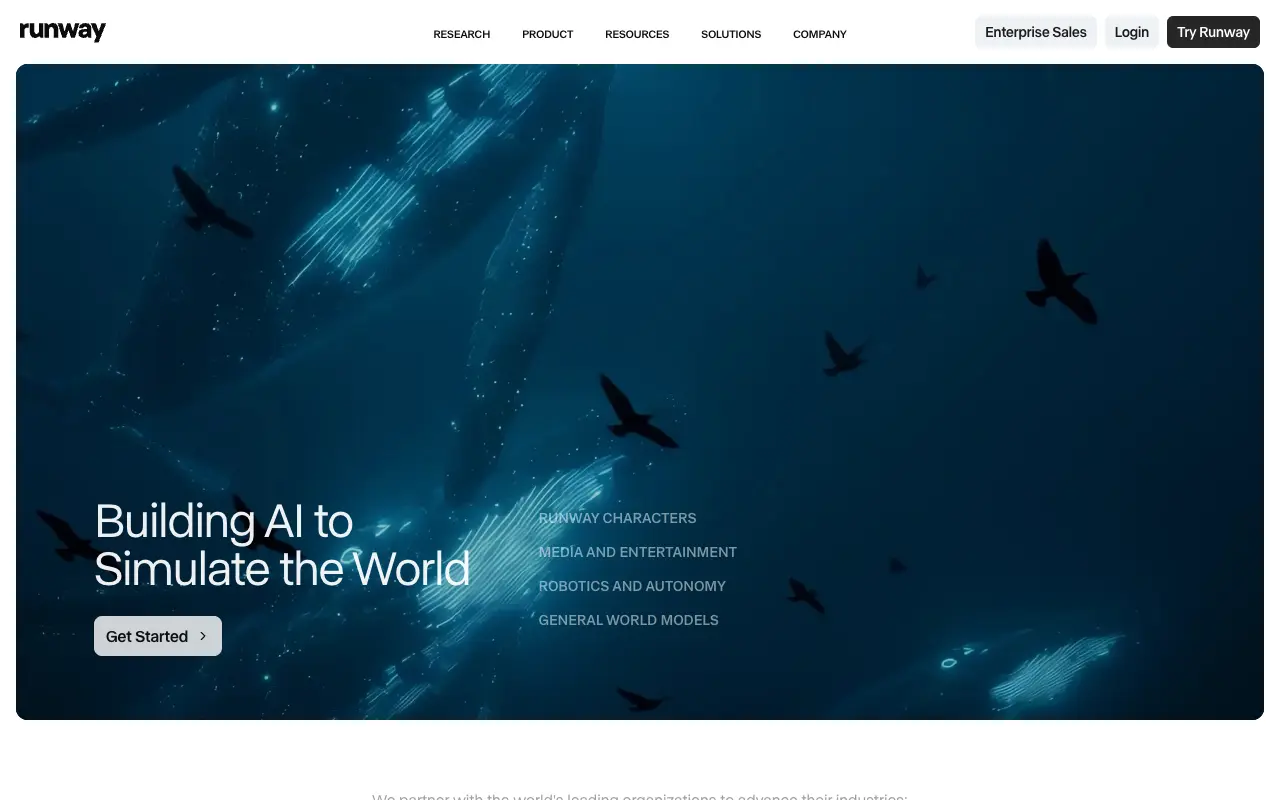 Runway website screenshot