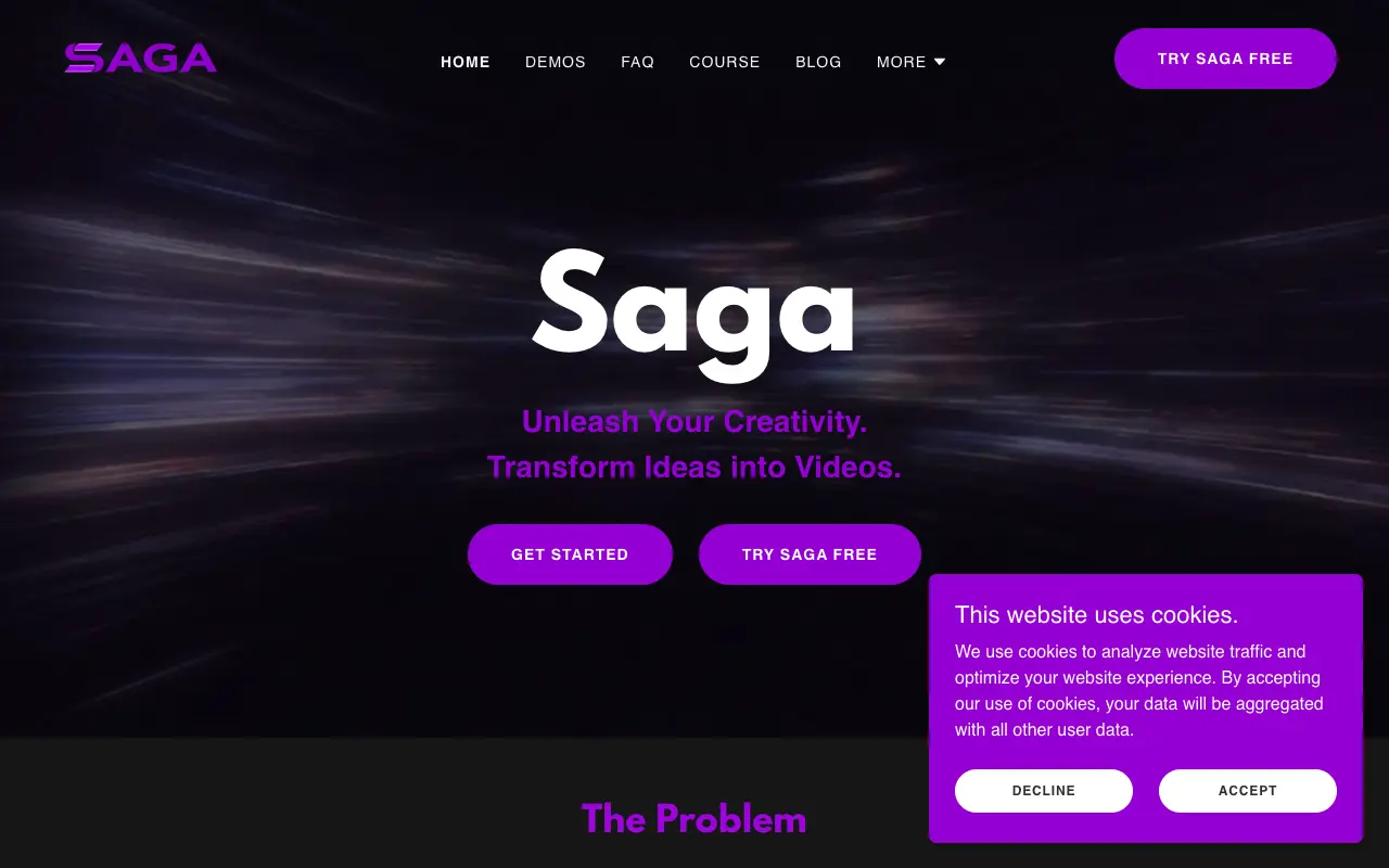 SAGA website screenshot