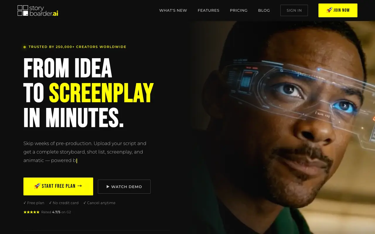 Storyboarder AI website screenshot