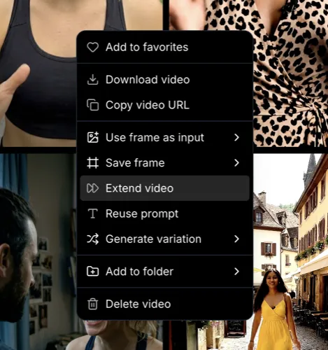 Right click any video to extend it