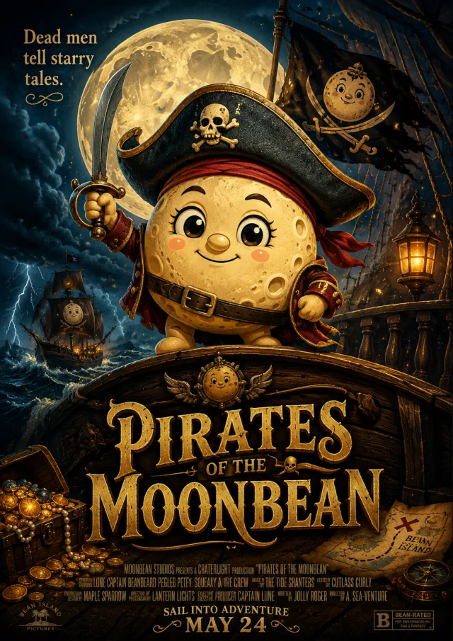 Pirates of the Moonbean — Swashbuckler movie poster starring Lune