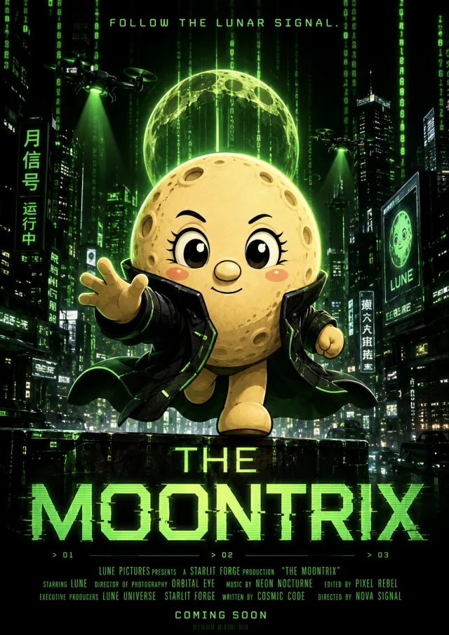 The Moontrix — Cyber action movie poster starring Lune