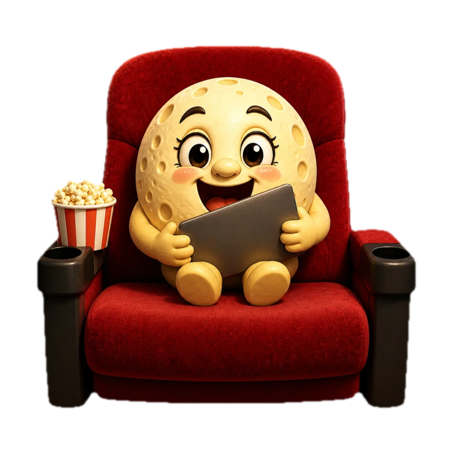 Lune watching the finished film in a cinema seat